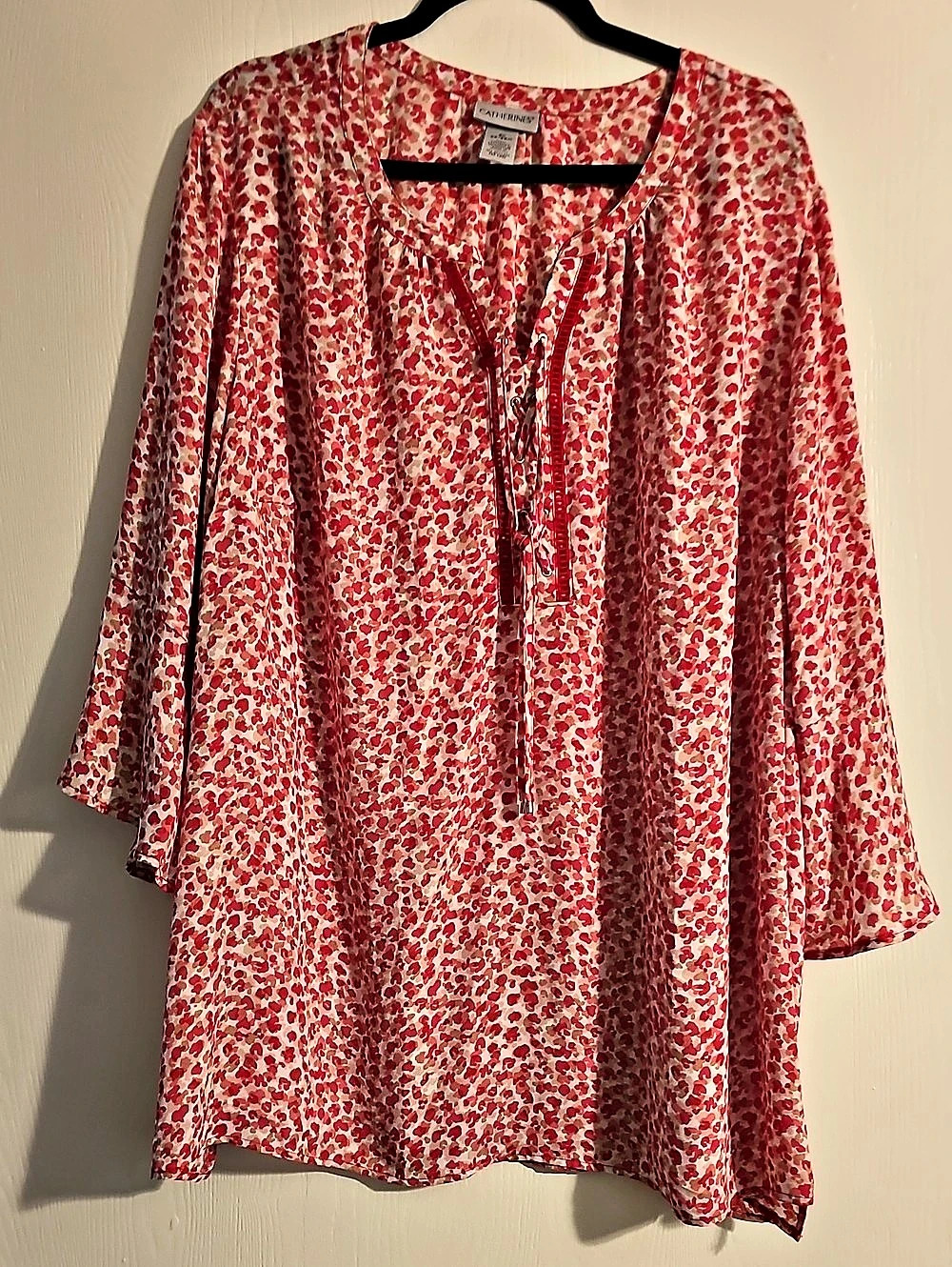 Catherines Chain Lace-Up Tunic Red & White
